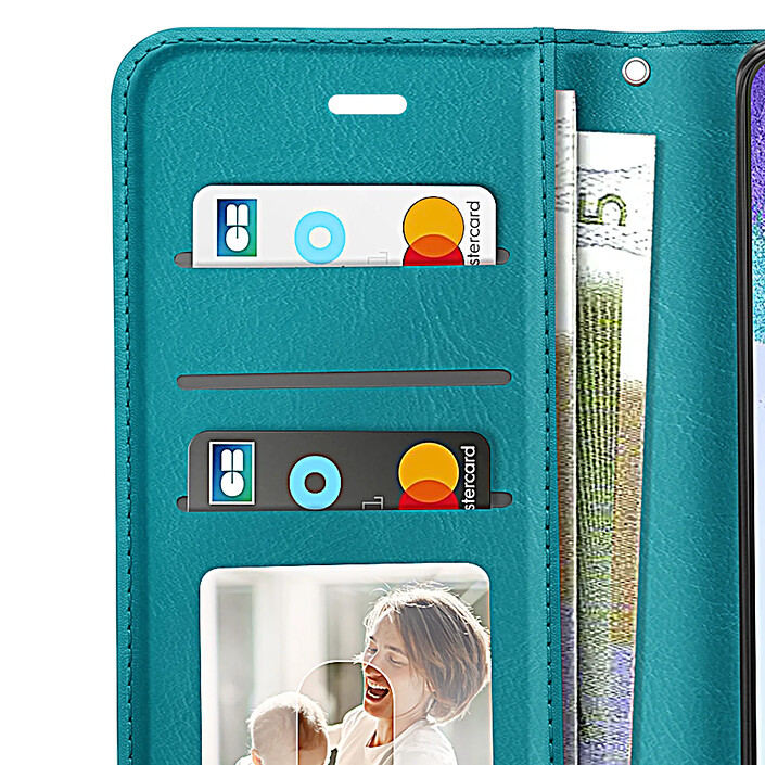 Mayaxess Étui Portefeuille pour Samsung Galaxy S21 FE avec Dragonne Turquoise pas cher