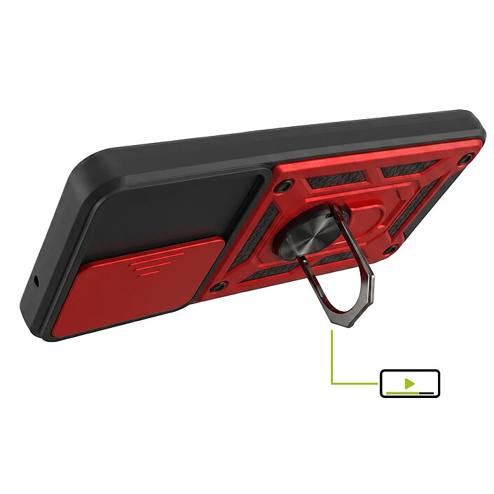 Avis Mayaxess Coque pour Galaxy S23 avec Cache Caméra Coulissant et Bague Magnétique Rouge