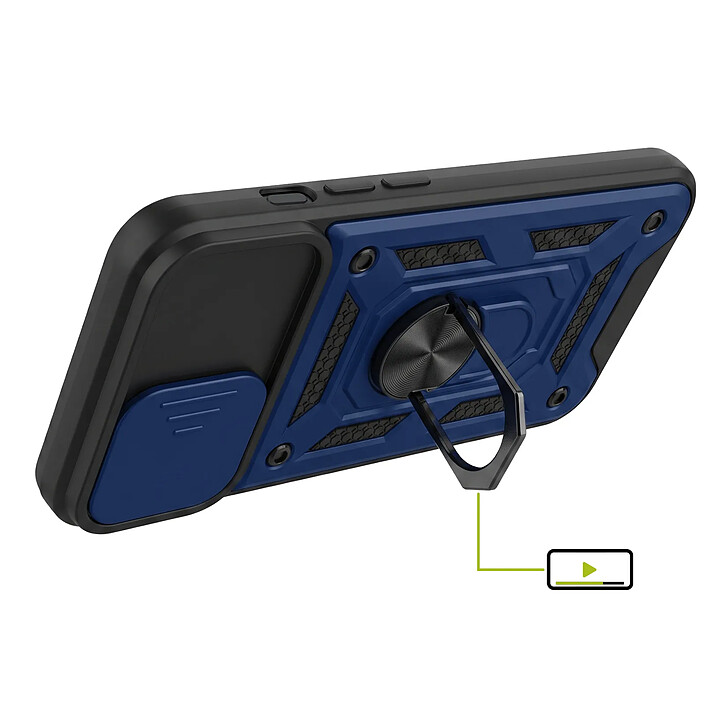 Avis Mayaxess Coque pour iPhone 16e avec Anneau Magnétique Rotatif et Cache Caméra Coulissant Bleu nuit