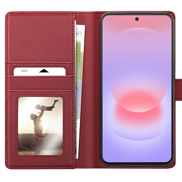 Mayaxess Étui Portefeuille pour Samsung Galaxy A37 Anti-RFID avec Coque Détachable Rouge pas cher