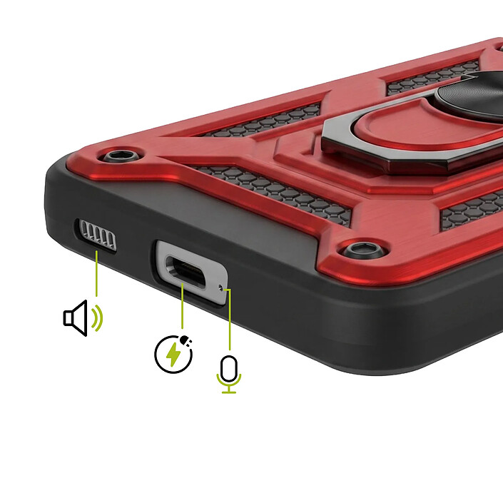Acheter Mayaxess Coque pour Galaxy S21 FE avec Cache Caméra Coulissant et Bague Magnétique Rouge