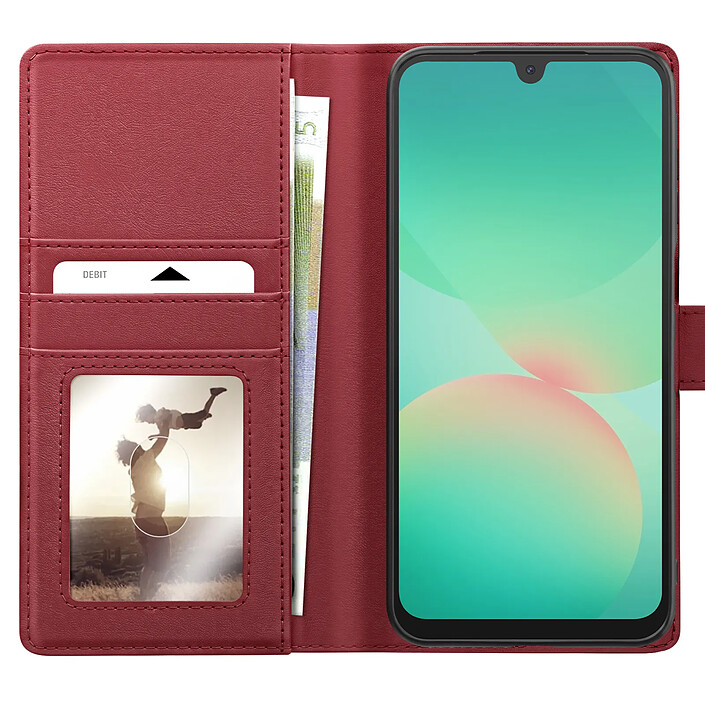 Mayaxess Étui Portefeuille pour Samsung Galaxy A26 Anti-RFID avec Coque Détachable Rouge pas cher