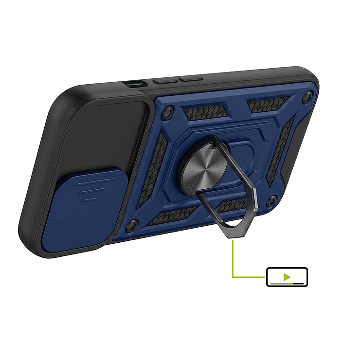 Avis Mayaxess Coque pour iPhone 13 avec Anneau Magnétique Rotatif et Cache Caméra Coulissant Bleu nuit