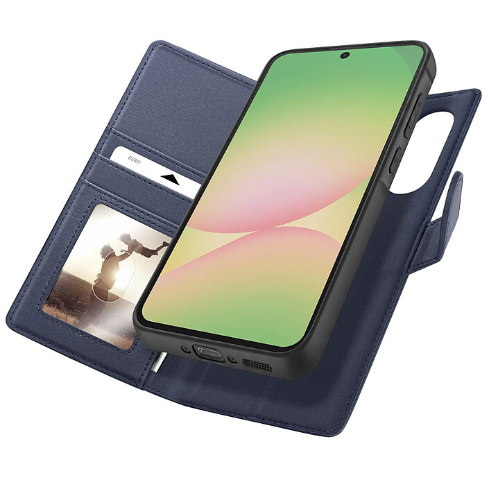 Mayaxess Étui Portefeuille pour Samsung Galaxy A56 Protection Anti-RFID Coque Détachable Bleu nuit