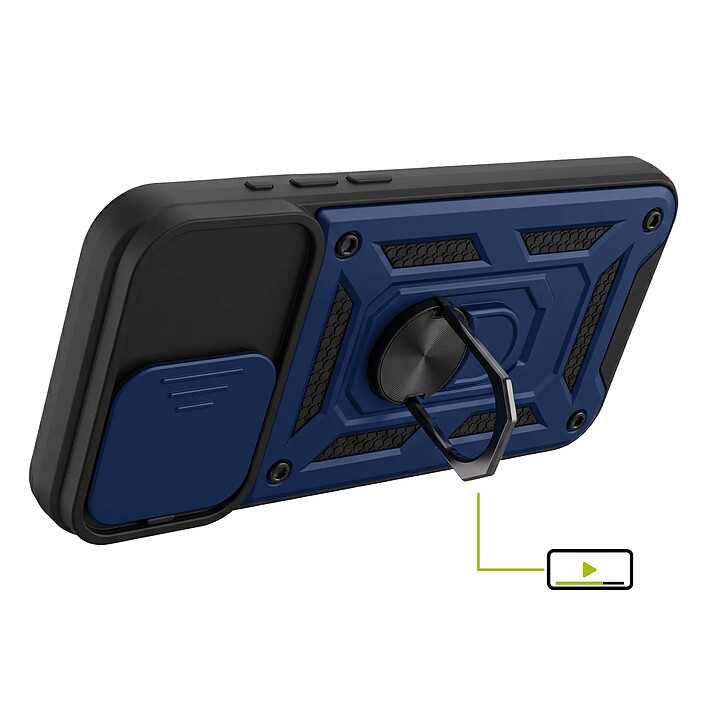 Avis Mayaxess Coque pour iPhone 15 Pro Max avec Anneau Magnétique Rotatif et Cache Caméra Coulissant Bleu nuit