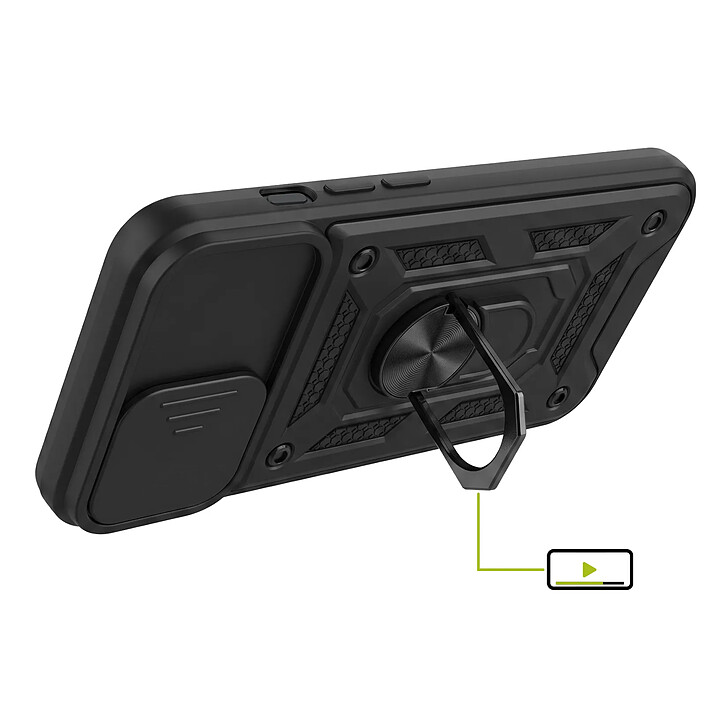 Avis Mayaxess Coque pour iPhone 16e avec Cache Objectif Coulissant et Anneau Support Magnétique Noir