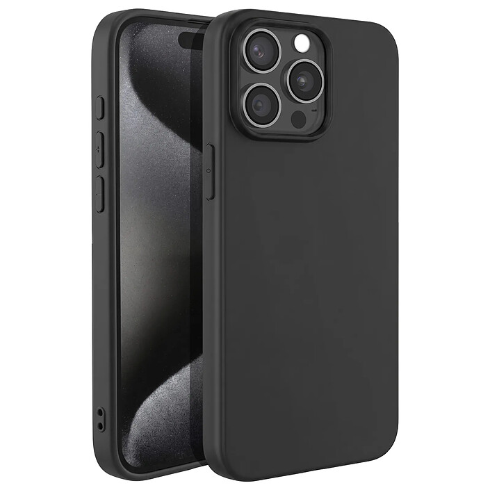Mayaxess Coque pour iPhone 15 Pro Max en Silicone Souple avec Protection Sobre Antichoc Noir