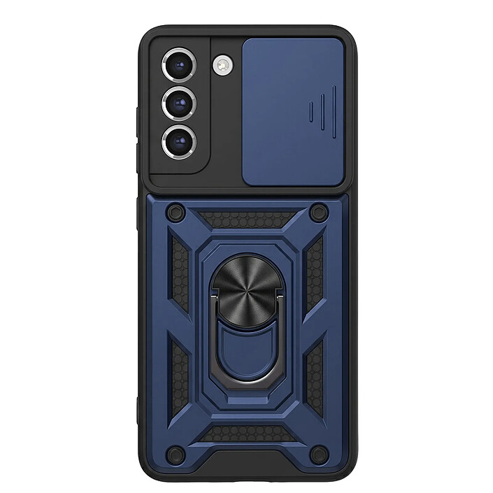 Mayaxess Coque pour Galaxy S21 FE avec Cache Caméra Coulissant et Bague Magnétique Bleu nuit