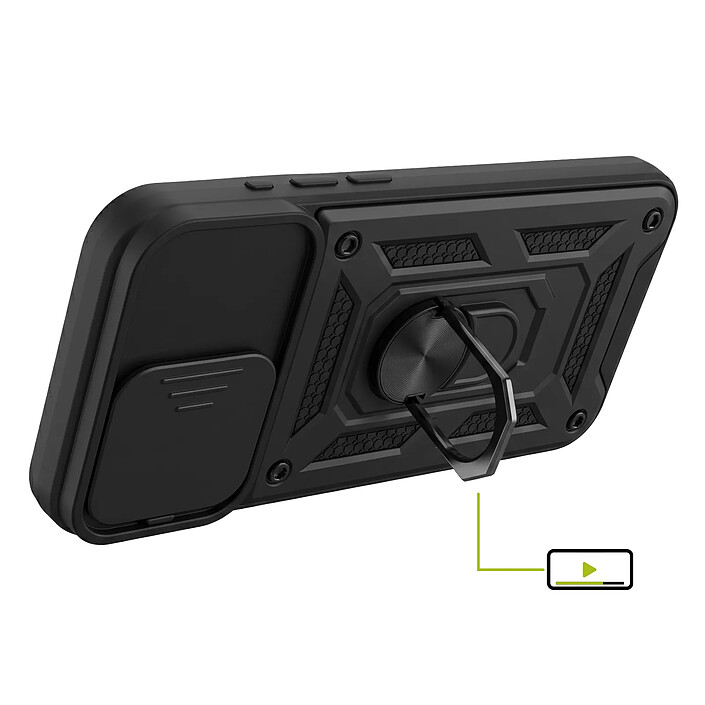 Avis Mayaxess Coque pour iPhone 15 Pro Max avec Cache Objectif Coulissant et Anneau Support Magnétique Noir