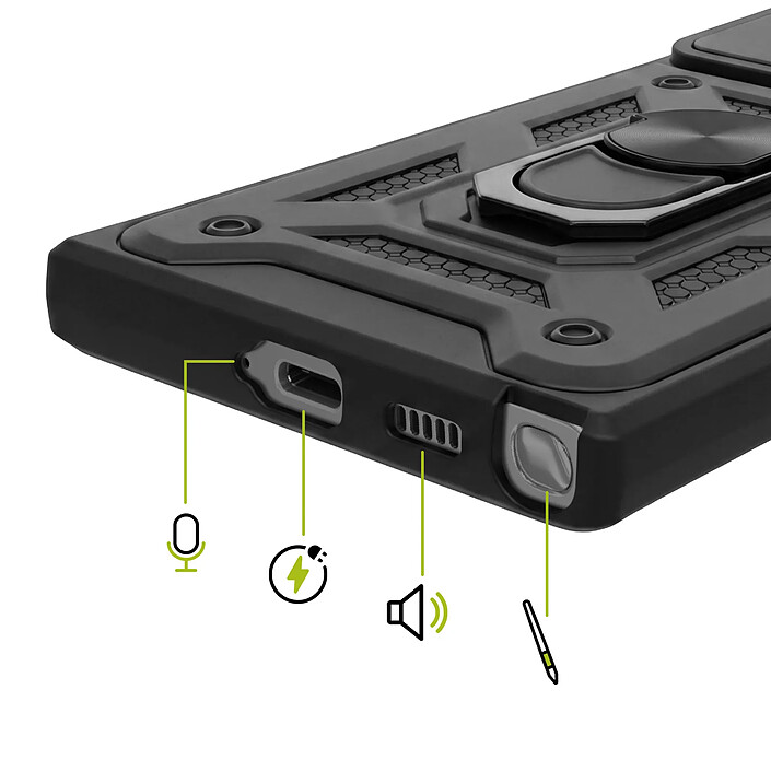 Acheter Mayaxess Coque pour Galaxy S22 Ultra avec Cache Caméra Coulissant et Bague Magnétique Noir