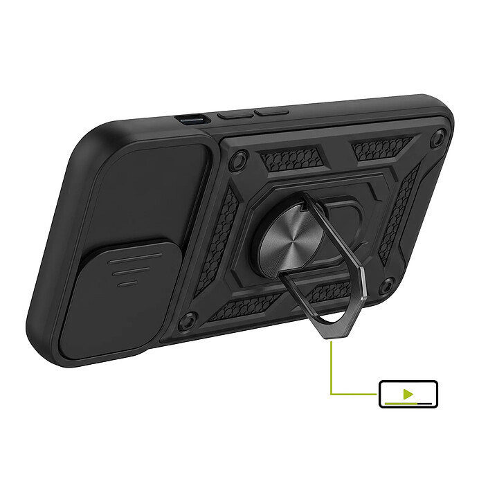 Avis Mayaxess Coque pour iPhone 14 avec Cache Objectif Coulissant et Anneau Support Magnétique Noir
