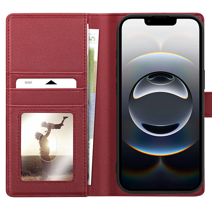 Mayaxess Étui Portefeuille pour iPhone 16e Protection Anti-RFID avec Coque Détachable Rouge pas cher