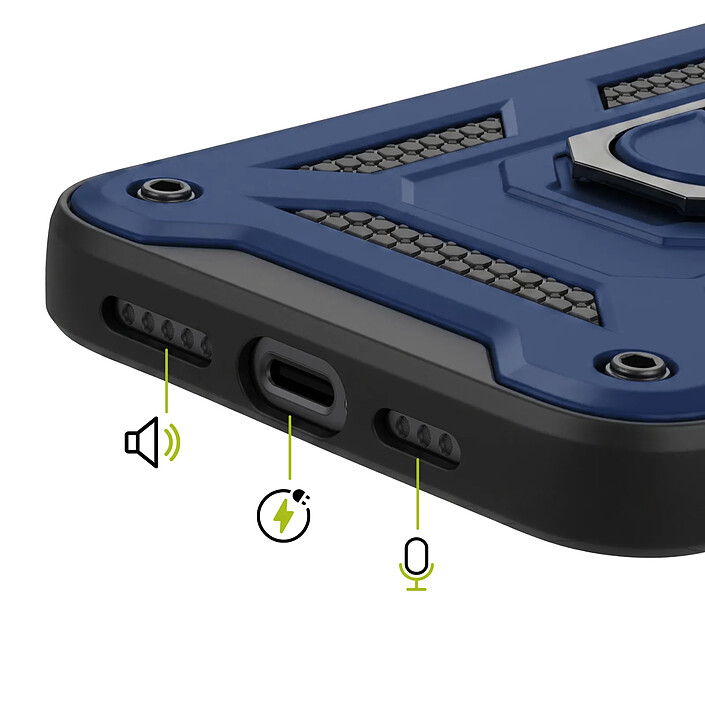 Acheter Mayaxess Coque pour iPhone 15 Pro Max avec Anneau Magnétique Rotatif et Cache Caméra Coulissant Bleu nuit