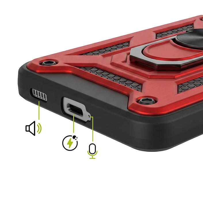 Acheter Mayaxess Coque pour Galaxy S21 avec Cache Caméra Coulissant et Bague Magnétique Rouge
