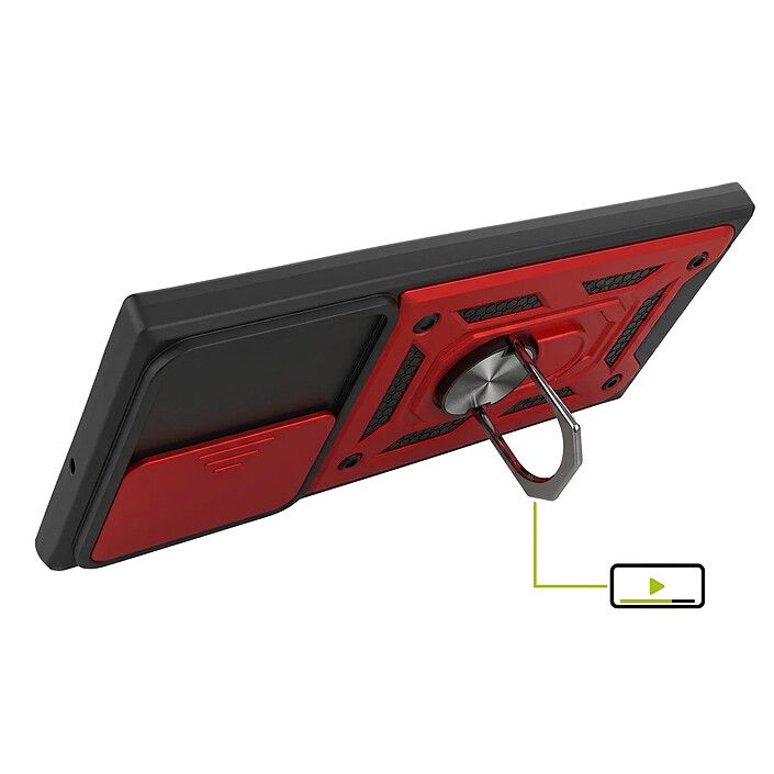 Avis Mayaxess Coque pour Galaxy S23 Ultra avec Cache Caméra Coulissant et Bague Magnétique Rouge