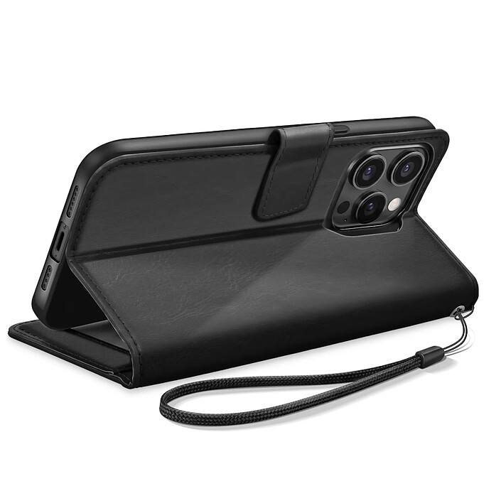 Acheter Mayaxess Etui Portefeuille pour iPhone 15 Pro Max avec Dragonne et Support Vidéo Noir