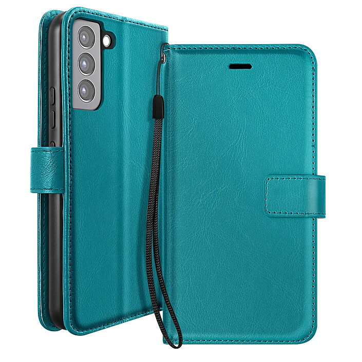 Mayaxess Étui Portefeuille pour Samsung Galaxy S21 FE avec Dragonne Turquoise