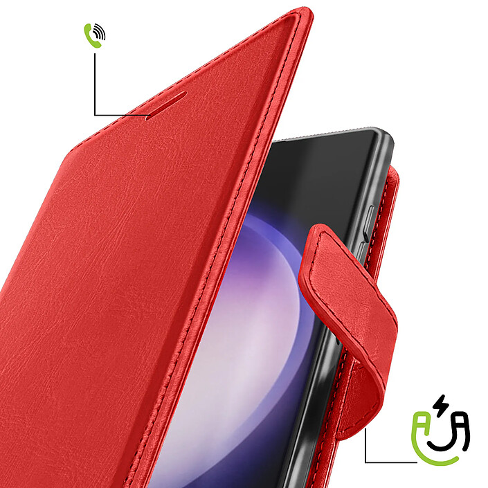 Avis Mayaxess Etui Portefeuille pour Samsung Galaxy S23 Ultra avec Dragonne et Support Vidéo Rouge