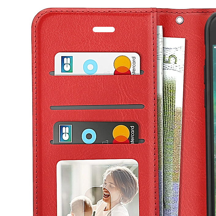 Mayaxess Étui Portefeuille pour iPhone SE 2020 / 2022 avec Dragonne et Support Vidéo Rouge pas cher