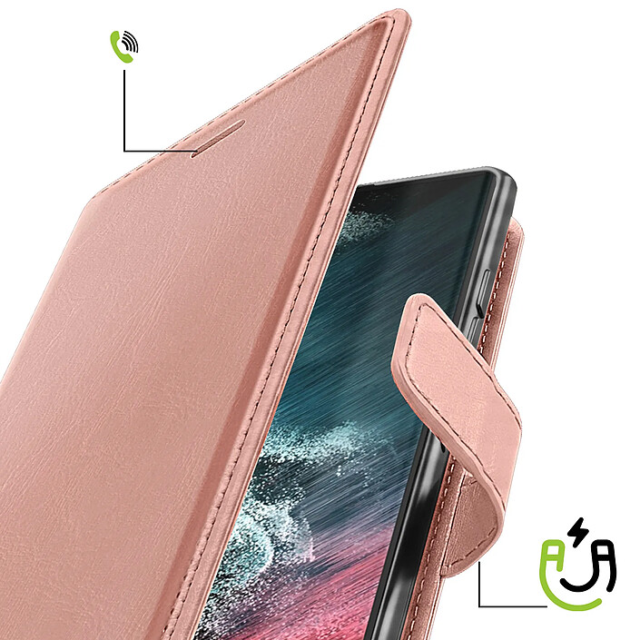 Avis Mayaxess Étui Portefeuille pour Samsung Galaxy S22 Ultra avec Dragonne et Support Vidéo Rose gold