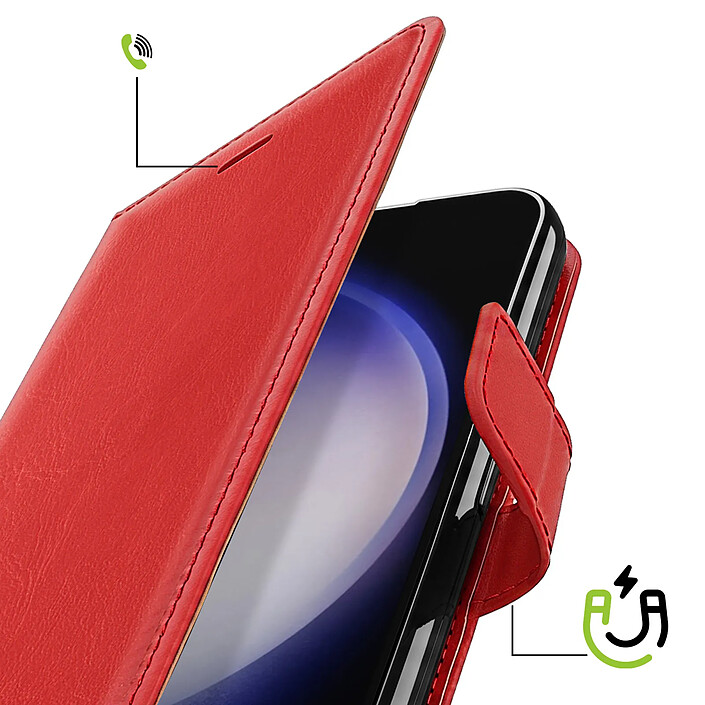 Avis Mayaxess Étui Portefeuille pour Samsung Galaxy S23 avec Dragonne et Support Vidéo Rouge