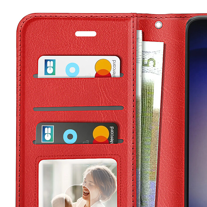 Mayaxess Étui Portefeuille pour Samsung Galaxy S23 avec Dragonne et Support Vidéo Rouge pas cher