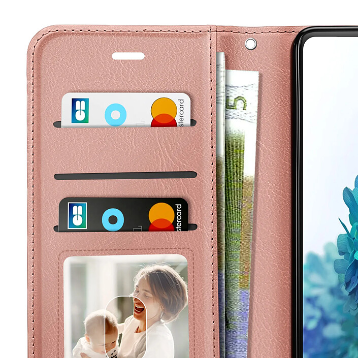 Mayaxess Étui Portefeuille pour Samsung Galaxy S20 FE avec Dragonne et Support Vidéo Rose gold pas cher