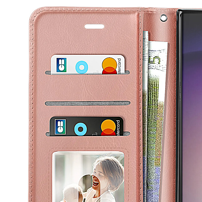 Mayaxess Étui Portefeuille pour Samsung Galaxy S23 Ultra avec Dragonne et Support Vidéo Rose gold pas cher