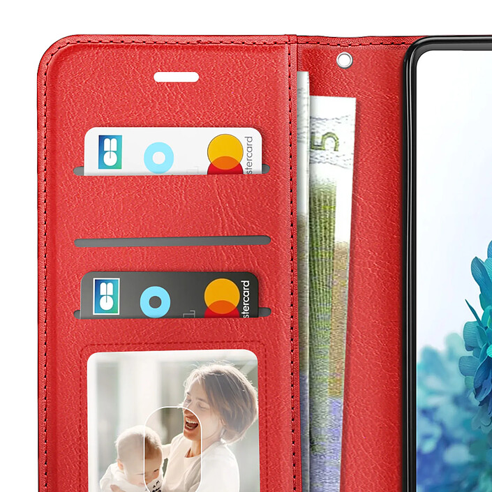 Mayaxess Étui Portefeuille pour Samsung Galaxy S20 FE avec Dragonne et Support Vidéo Rouge pas cher