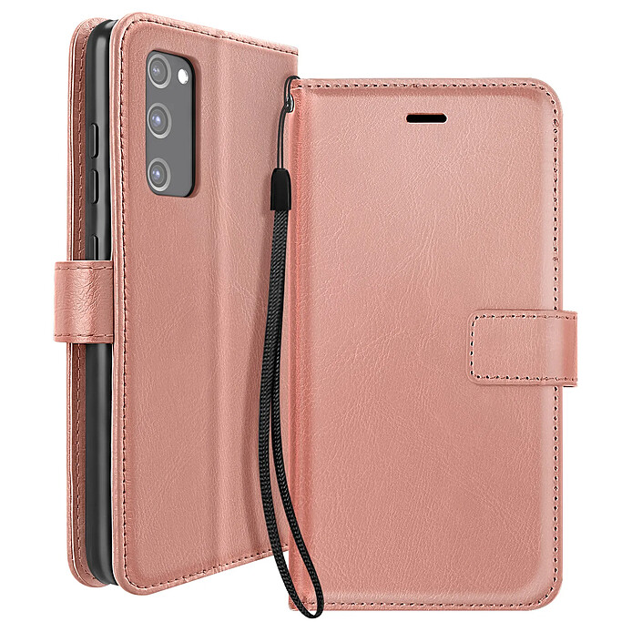 Mayaxess Étui Portefeuille pour Samsung Galaxy S20 FE avec Dragonne et Support Vidéo Rose gold