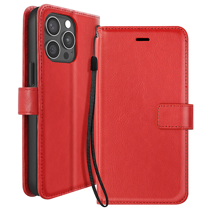 Mayaxess Étui Portefeuille pour iPhone 15 Pro Max avec Dragonne et Support Vidéo Rose gold