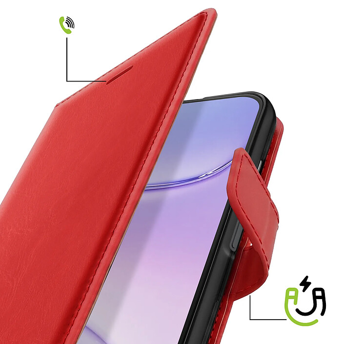 Avis Mayaxess Étui Portefeuille pour Honor 600 avec Dragonne et Support Vidéo Rouge