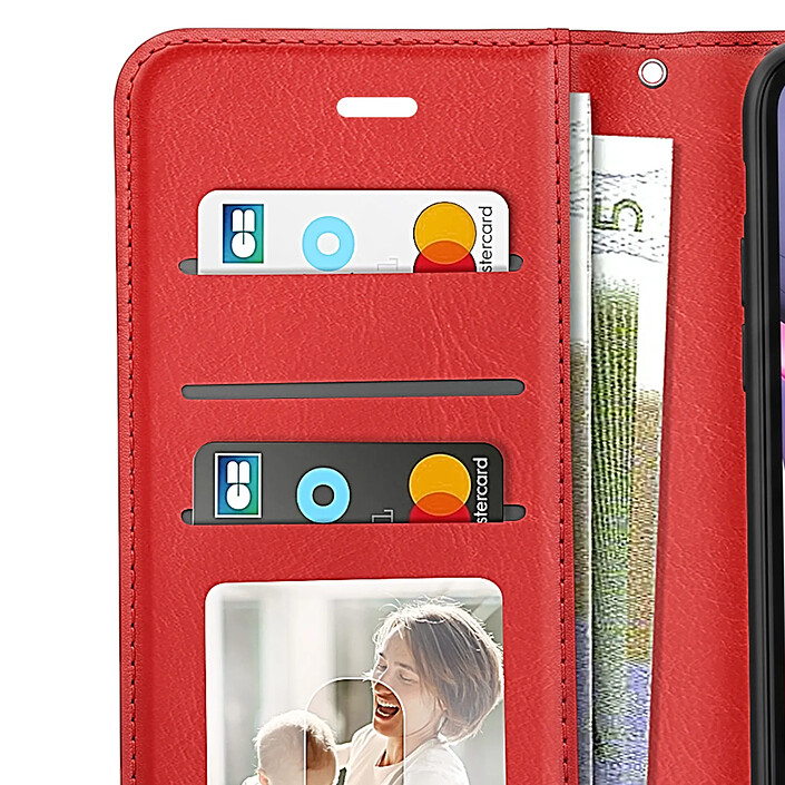 Mayaxess Étui Portefeuille pour iPhone 11 avec Dragonne et Support Vidéo Rouge pas cher