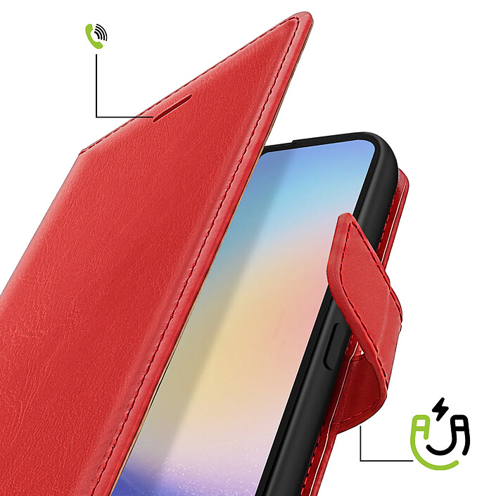 Avis Mayaxess Étui Portefeuille pour Samsung Galaxy A34 5G avec Dragonne et Support Vidéo Rouge