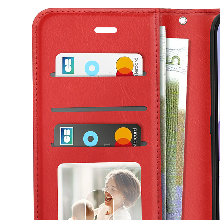 Mayaxess Étui Portefeuille pour Honor 600 avec Dragonne et Support Vidéo Rouge pas cher