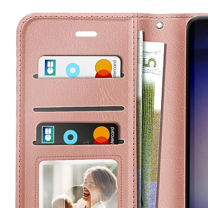 Mayaxess Étui Portefeuille pour Samsung Galaxy S23 avec Dragonne et Support Vidéo Rose gold pas cher