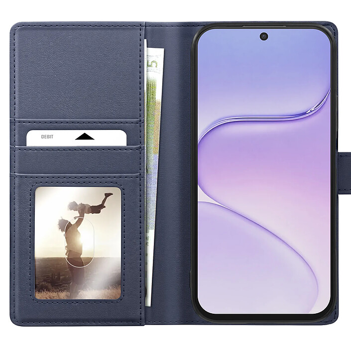 Mayaxess Étui Portefeuille 2 en 1 pour Honor 600 Smart Anti-RFID avec Coque Détachable Bleu pas cher