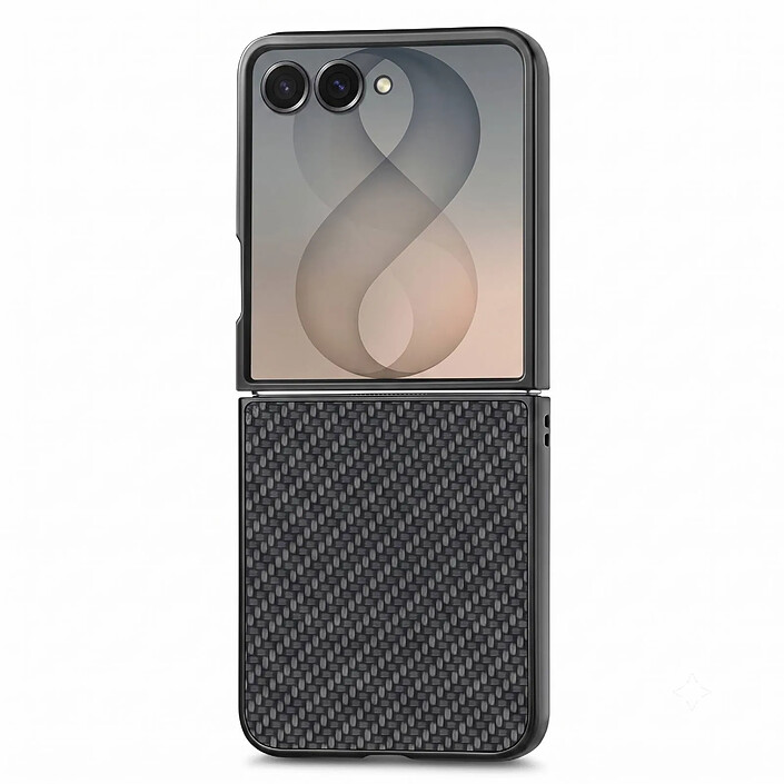 Avizar Coque pour Galaxy Z Flip 8 Effet Cuir Carbone avec Bords Surélevés
