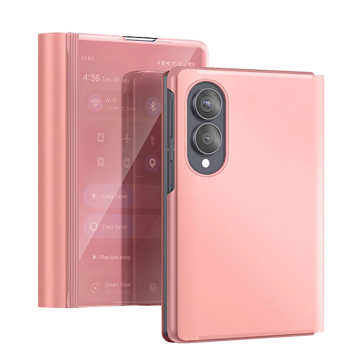 Avizar Étui Clapet Miroir pour Galaxy Z Fold8 Effet Cuir avec Support Mains-Libres