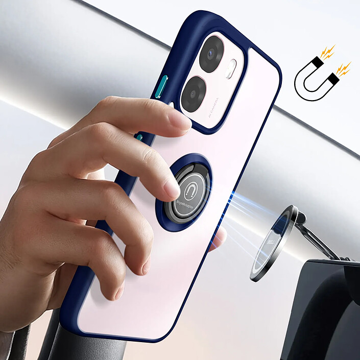 Avizar Coque pour Oppo A6 / A6x avec Anneau Magnétique Finition Givrée pas cher