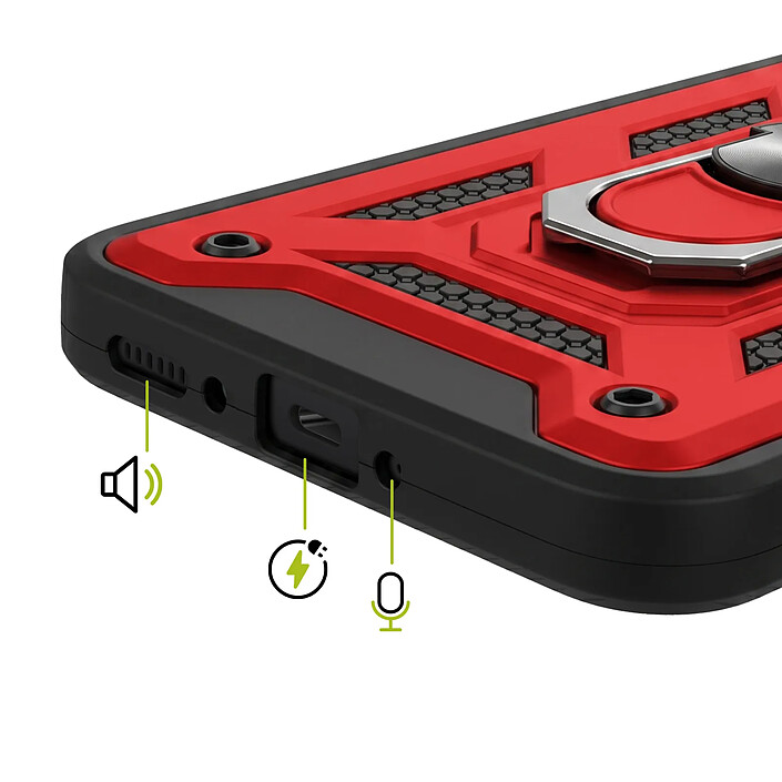 Acheter Mayaxess Coque pour Galaxy A34 5G Antichoc avec Cache Caméra et Anneau Support Rouge / Noir