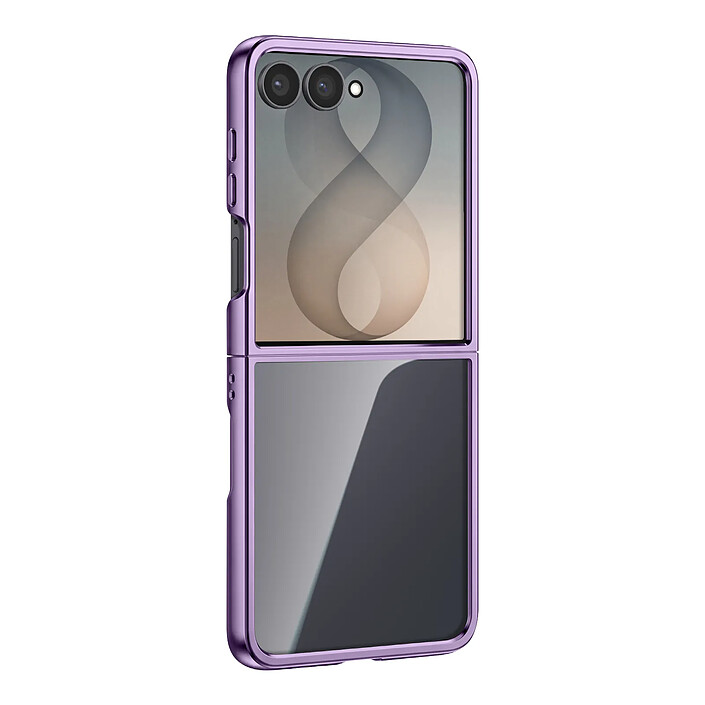 Avizar Coque pour Galaxy Z Flip 8 Articulée avec Ancrage et Contour Chromé