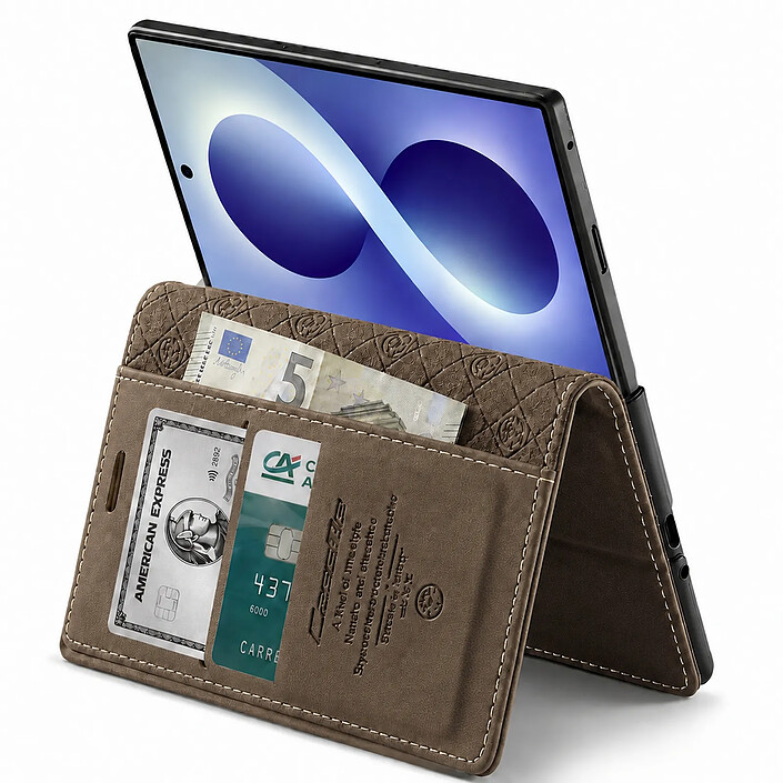 Avis CaseMe Étui pour Galaxy Z Fold 8 en Cuir Grainé Anti-RFID avec Porte-cartes et Support Marron