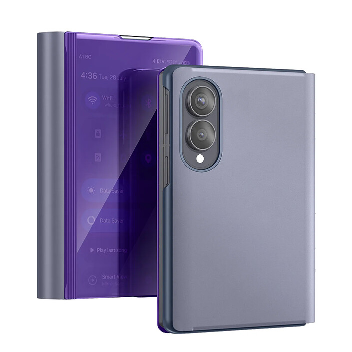 Avizar Étui Clapet Miroir pour Galaxy Z Fold8 Effet Cuir avec Support Mains-Libres