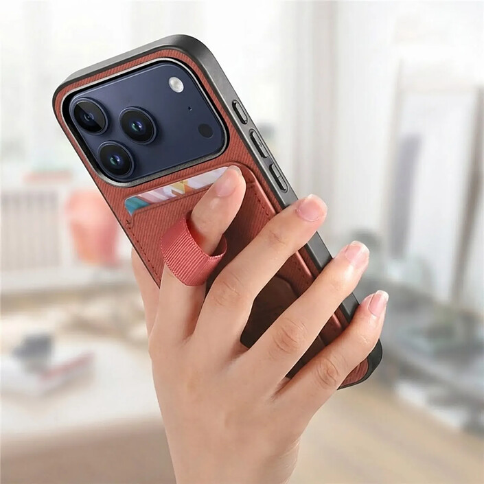Avizar Coque pour iPhone 17 Pro Effet Tissu avec Support et Porte-Cartes pas cher
