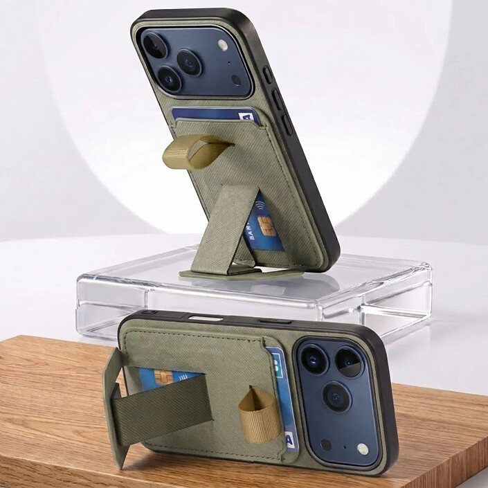 Acheter Avizar Coque pour iPhone 17 Pro Effet Tissu avec Support et Porte-Cartes