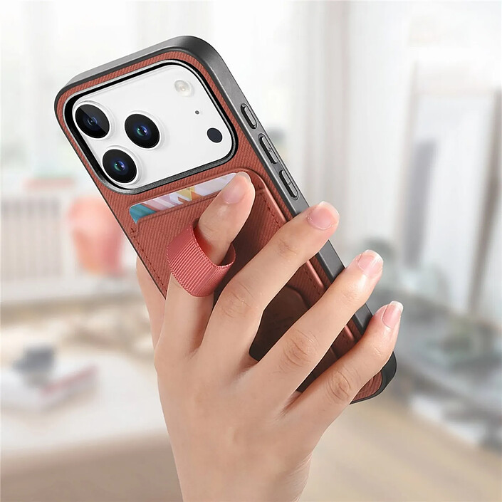 Avizar Coque pour iPhone 17 Pro Max Effet Tissu avec Support et Porte-Cartes pas cher