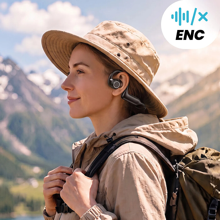 Avizar Écouteurs Sans Fil Bluetooth Tour du Cou avec Caméra 8MP et IA Noir pas cher