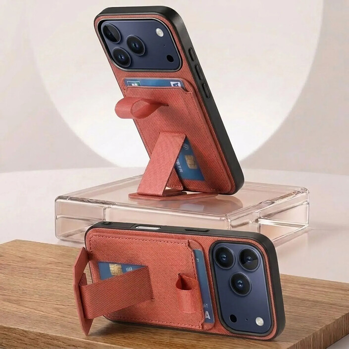 Acheter Avizar Coque pour iPhone 17 Pro Effet Tissu avec Support et Porte-Cartes