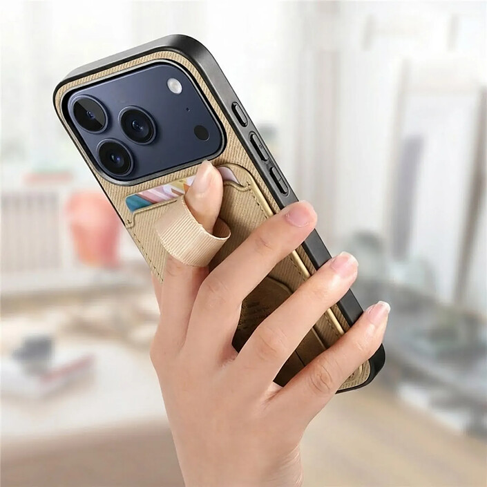 Avizar Coque pour iPhone 17 Pro Effet Tissu avec Support et Porte-Cartes pas cher